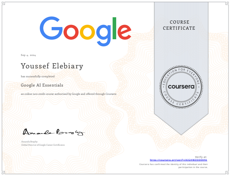 Google AI Essentials Certificate