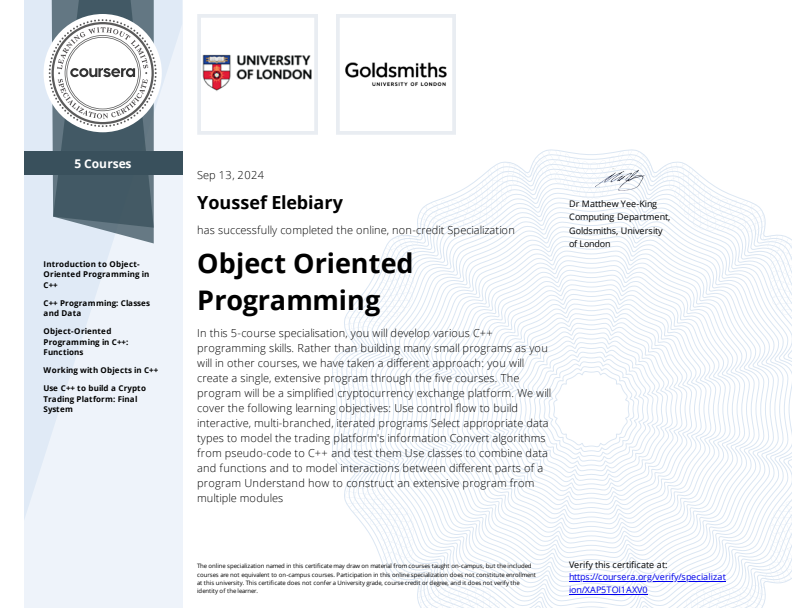 OOP Certificate